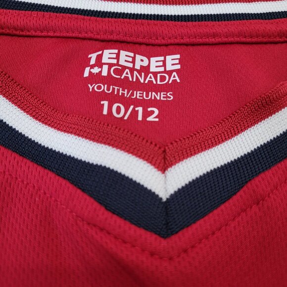 Canadian Hockey Jersey Youth 10 12 Red Olympic Mapleleaf V Neck by Teepee - Picture 4 of 8